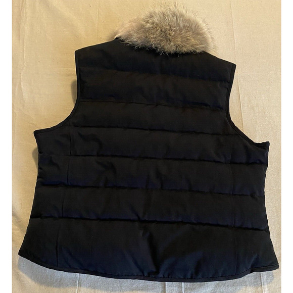 Woolrich Reversible Vest Black-RedPlaid Womens Large Coyote Fur Collar Down Vest - Picture 4 of 16